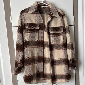 BB Dakota by Steve Madden plaid Button-Up Jacket in Brown and Cream